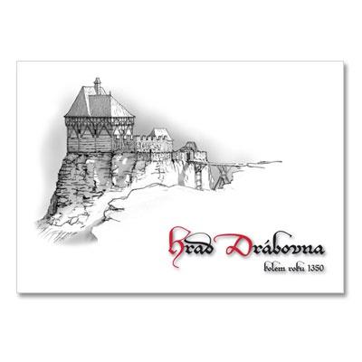 rt077 Řada tužkokreseb rekonstrukcí hradů a zámků: Drábovna - kolem roku 1350